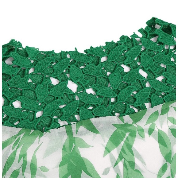 Chiffon blouse leaf prints - Picture 2 of 8